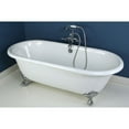 thumbnail image 6 of Aqua Eden 66" Cast Iron Clawfoot Tub Double Ended with Feet No Faucet Drillings, White/Polished Chrome, 6 of 6
