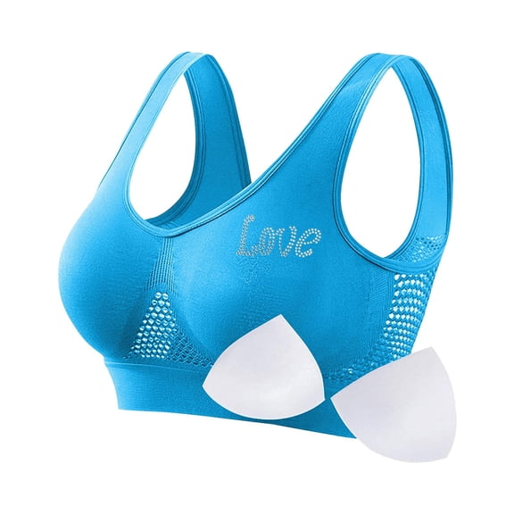 S-5X Plus Size Sports Bras for Women No Underwire Push Up Padded Bralettes Womens Lightweight Hollow-Out Support Athletic Underwear Bra