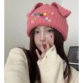 thumbnail image 3 of CoCopeaunts Beanies Hat for Women Fashion Knit Skull Beanie Cap Plush Warm Buttons Beanies Hat Cute Cat Ear Hat Winter Beanies Hat, 3 of 7