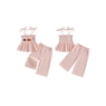 thumbnail image 2 of Loicainy Baby Toddler Kids Girl Halloween Outfit 6 9 12 18 24 Months 2T 3T 4T 5T Pumpkin Embroidery Smocked Tie-up Spaghetti Strap Tops Solid Wide Leg Pants Clothes Set, 2 of 9