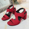 thumbnail image 6 of Wensltd Trendy Sandals for Women Fashionable Open Toe Suede Upper Chunky High Heel Sandals Soft Comfort Red, 6 of 9