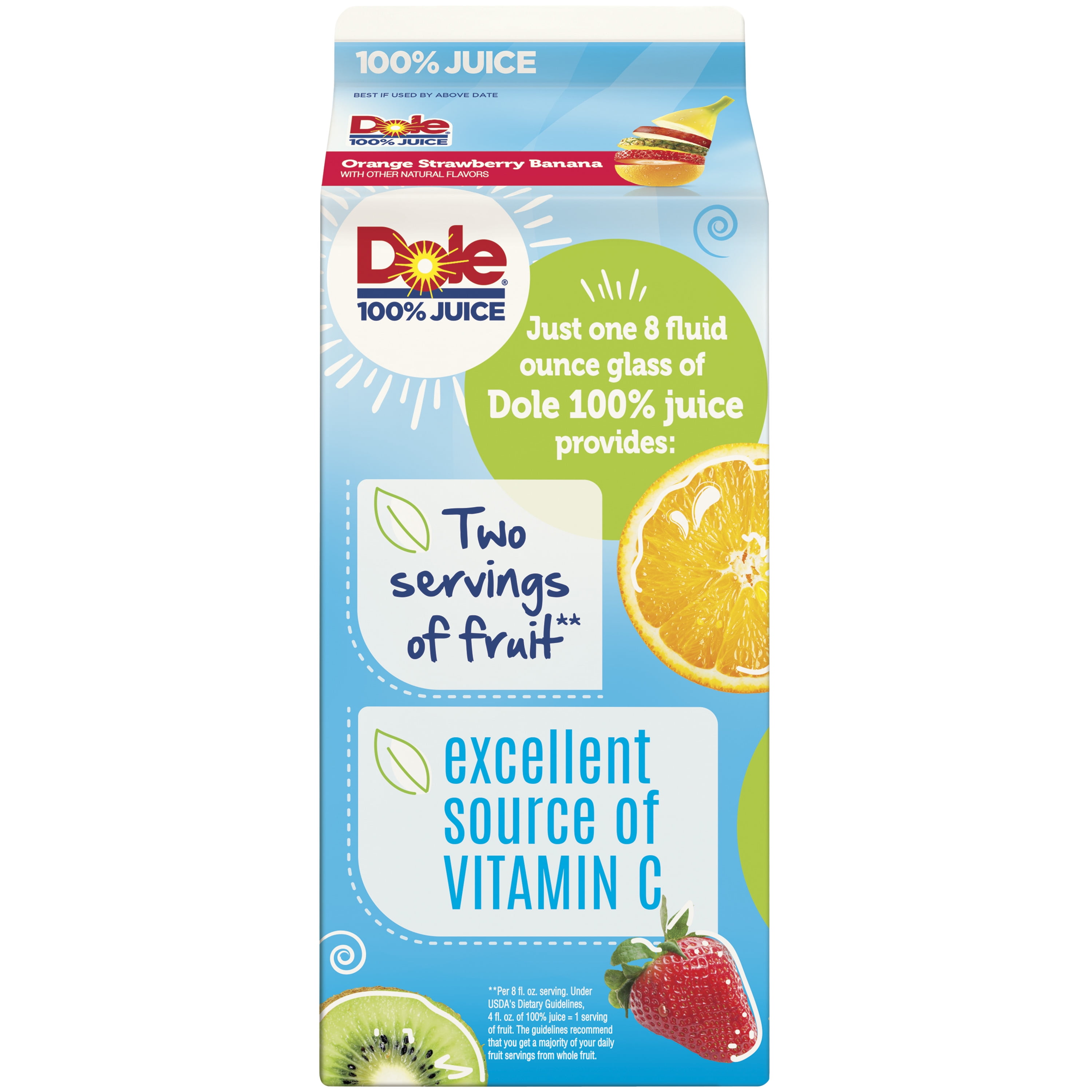 Dole 100% Juice Blend, Orange Strawberry Banana Flavored, 59 Fl Oz Carton