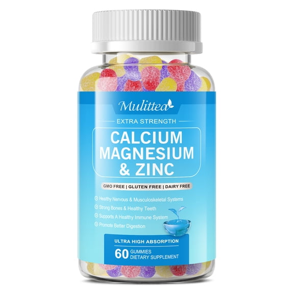 Calcium Magnesium Zinc Gummies,with Vitamin D3 - Support Bone Immune Muscle Health