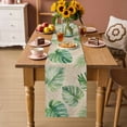 thumbnail image 2 of Green Monstera Leaves Table Runner 72 Inches, Beige Linen Tropical Botanical Bed Runner Dresser Scarves Tabletop for Indoor Outdoor Parties/Ceremony/Banquet, 14" x 72", 2 of 9