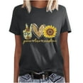 thumbnail image 2 of Chemises à Manches Courtes pour Femmes Hauts d'Été Tendance 2023 T-Shirts à Col Rond Imprimé T-Shirt Blouse, 2 of 6