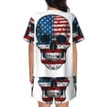thumbnail image 6 of Uemuo American Flag Skull Pattern Women's Short-Sleeved Pajama, Button-Front Loungewear, 2-Piece Summer Sleepwear, Elastic Drawstring Shorts-3X-Large, 6 of 7
