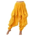 thumbnail image 4 of Belly Dance Costume Chiffon Harem Pants Halloween Lantern Pants With Gold Trim Women Dancing Performance Pants, 4 of 6