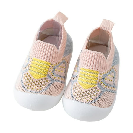 

Walking Shoes for Babies Size 6-12 Months Breathable Cartoon Mesh Floor Non Slip Flats Comfort Lightweight Elastic First Birthday Pink Boots