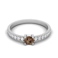 thumbnail image 1 of 0.65 Ctw Rond Fumé Quartz 925 Sterling Silver Solitaire Accents Femmes Bague de Mariage, 1 of 3