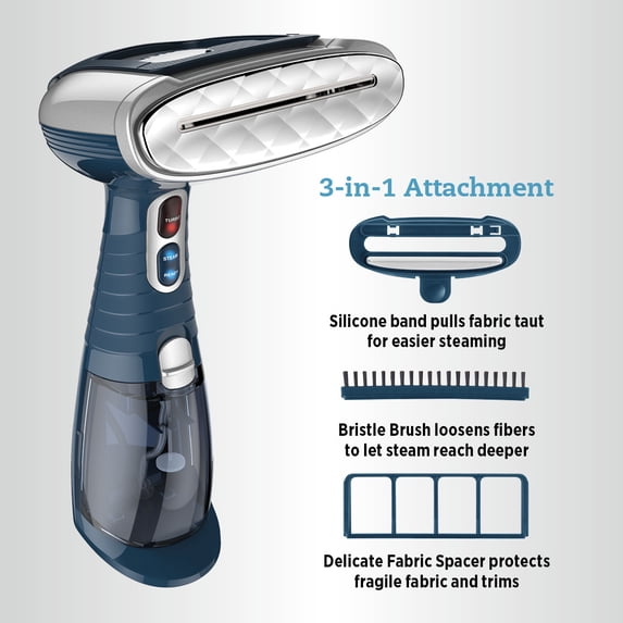 Conair Turbo ExtremeSteam in use, steam visible from the metal head