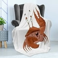 thumbnail image 4 of Crabs Soft Flannel Fleece Blanket, Friendly Chela Arthropod Waving His Nipper Greeting with a Big Smile Funny Creature, Cozy Plush for Indoor and Outdoor Use, 50" x 70", Brown Coral, by Ambesonne, 4 of 5