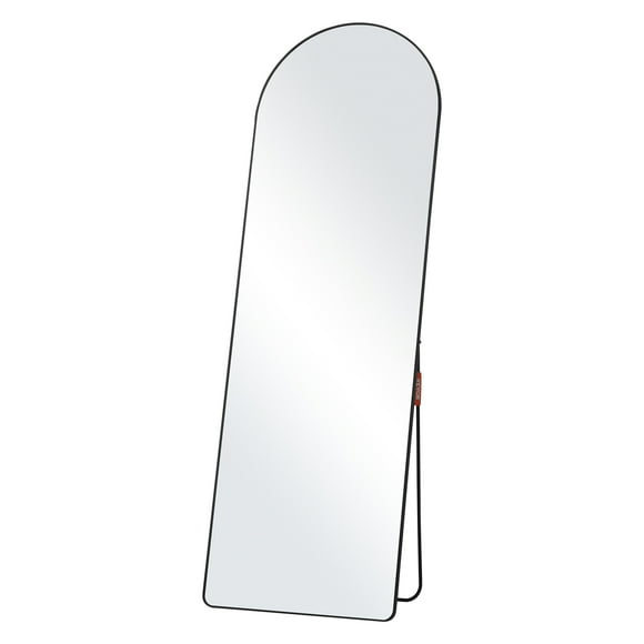 VEVOR Arched Full Length Mirror, 65'' x 22'', Large Free Standing Leaning Hanging Wall Mounted Floor Mirror with Stand Aluminum Alloy Frame, Full Body Dressing Mirror for Living Room Bedroom, Black