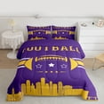 thumbnail image 2 of jejeloiu Rugby Football City Full Size Comforter Sets,Yellow Purple Bedding Sets For Boys Kids Reversible 3pcs, 2 of 8