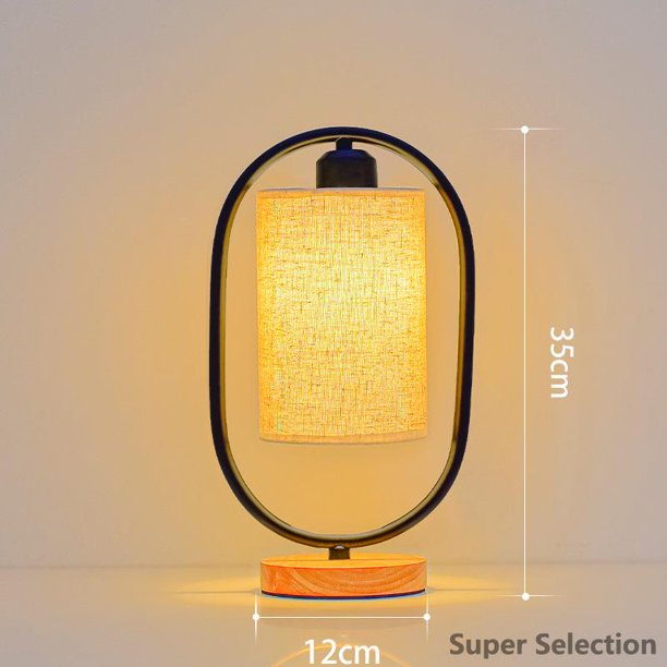 Lámpara De Escritorio Estilo Nórdico, Base De Madera Maciza Y Pantalla De Tela, Control Táctil Con Puerto USB, 3 Modos De Luz Para Dormitorio Y Oficina