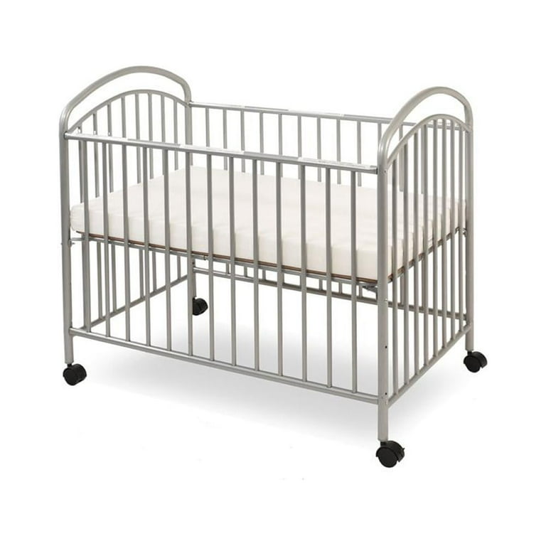 LA BABY Classic Arched Mini Portable Compact Crib Pewter