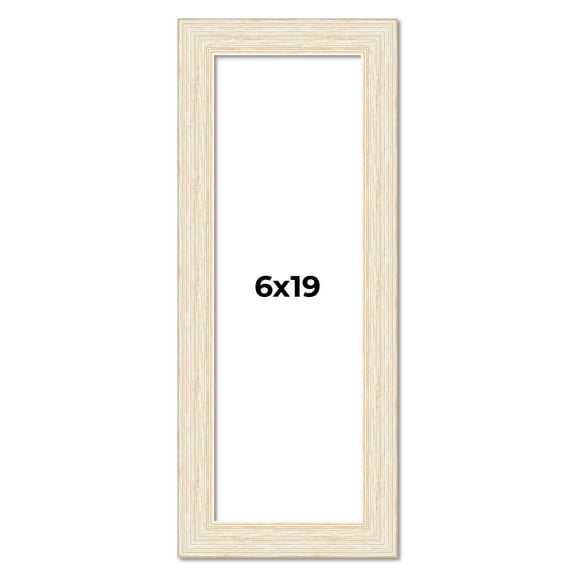 6x19 Frame White Barnwood Picture Frame - Modern Photo Frame Includes UV Acrylic Shatter Guard