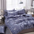 thumbnail image 4 of Fridja 4Pcs Queen Bedding Sets All Season Bed Set, Soft Microfiber Bedding Solid Color Printed with 1 Quilt Cover, 1 Sheets, 2 Pillowcases, 4 of 5