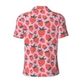 thumbnail image 4 of Rocae Cartoon Strawberry for Men's Short Sleeve Polo Shirt, Quick Drying Performance Moisture Wicking Sports Men's Golf Shirt Small, 4 of 9
