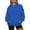 Blue, variant on Hoodies for Women Solid Fall Sweatshirt Casual Long Sleeve Drawstring Pocket Ladies Pullover Tops