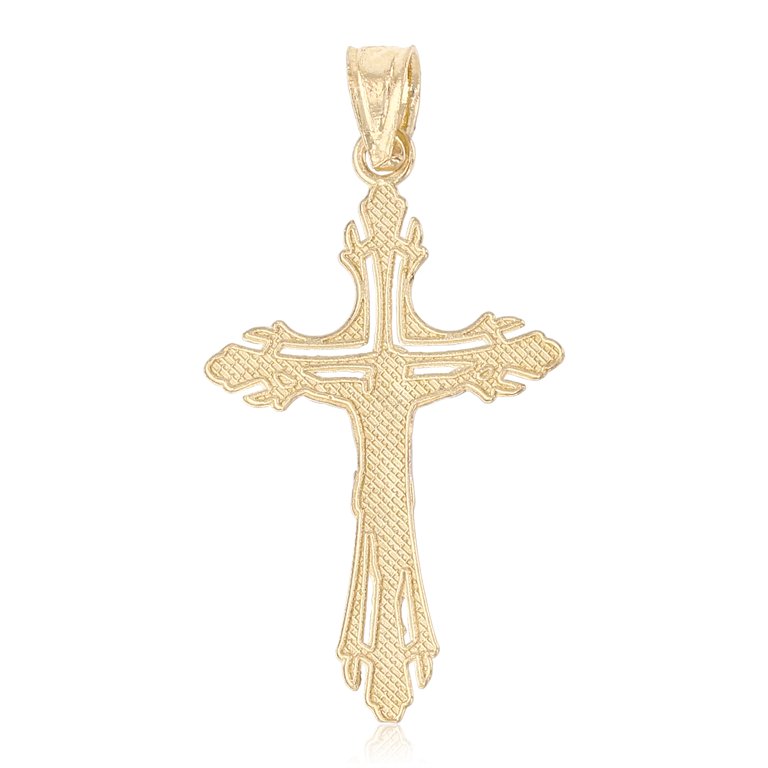 Ioka-14K Two Tone Gold Jesus Crucifix Cross Religious Charm Pendant For  Necklace or Chain