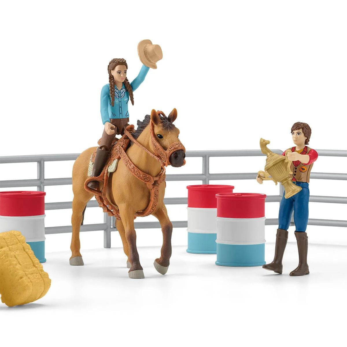 Schleich Rodeo Show - 42PC Western Riding Playset with Cowboy, Cowgirl, Horses and Calf - Barrel Racing and Rodeo Toys for Kids 5+ - 42577