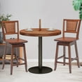 thumbnail image 4 of Costway Set of 2 Swivel Bar Stools Counter Height Rubber Wood Pub Chairs w/ Rattan Back Brown, 4 of 9