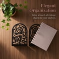 thumbnail image 3 of Unique Bargains Large Flower Design Floral Metal Bookends Black Style B 4.7"x3.2"x7.3", 3 of 6