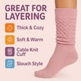 thumbnail image 2 of Slouch Socks for Women Extra Heavy Extra Long Shoe Size 5-10 - (Pink, 6 Pair), 2 of 6