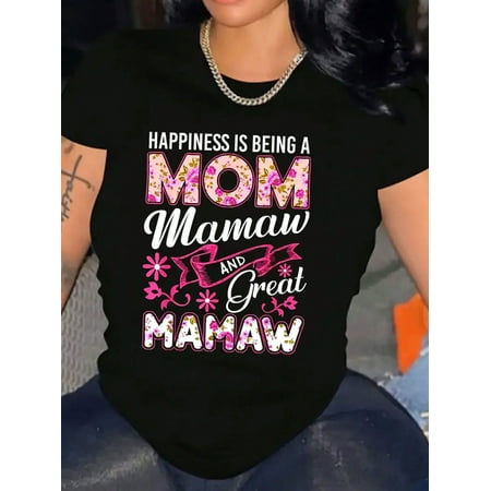 Floral Mom Mamaw Great Mamaw Valentine's Day Gift for Women Short Sleeve Graphic T-Shirt
