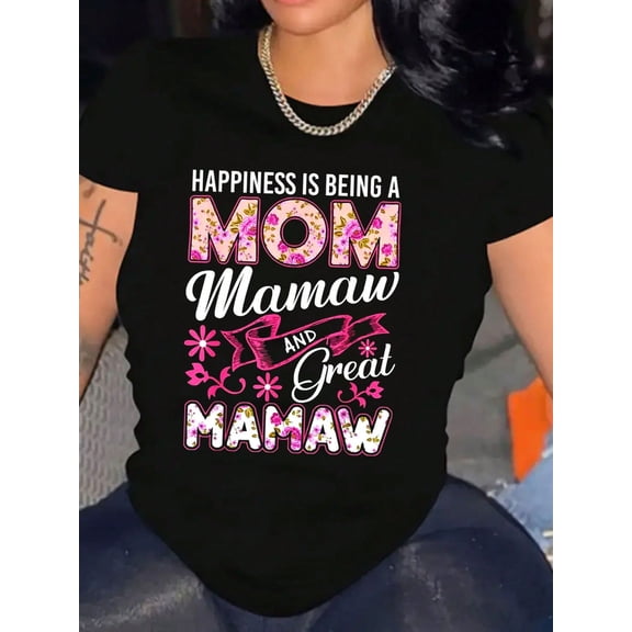 Floral Mom Mamaw Great Mamaw Valentine's Day Gift for Women Short Sleeve Graphic T-Shirt