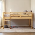 thumbnail image 2 of Tcbosik Low Loft Bed Twin Size, Wood Bed Frame with Ladder and Guardrail for Bedroom, Walnut, 2 of 7
