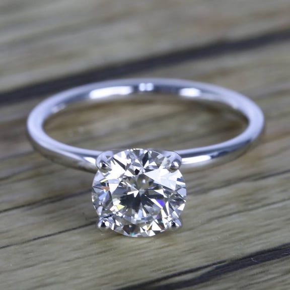 Veda Jewel 2 Ct Round Cut Diamond Engagement Ring - 14K White Gold Plated - Elegant Solitaire Design - Simple Rings for Women - Perfect for Weddings - A Timeless Piece to Celebrate Your Love