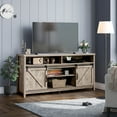 thumbnail image 2 of Costway 59'' Farmhouse Sliding Double Barn Door TV Stand Console for TVs up to 65'' Maple, 2 of 11
