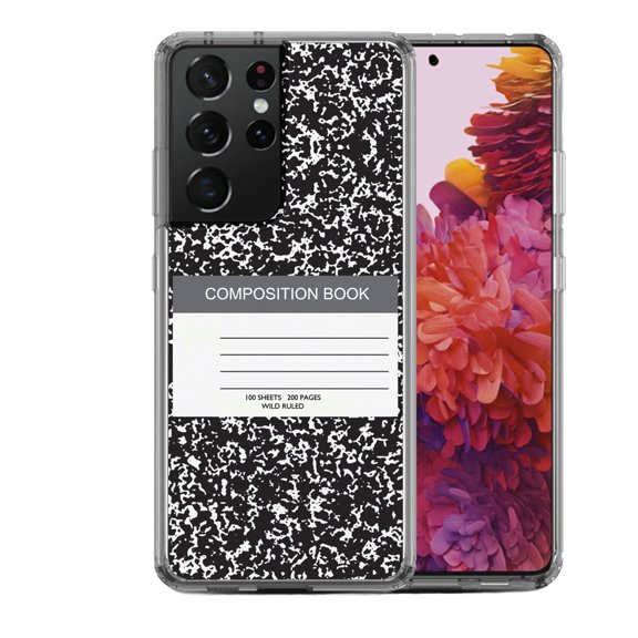 Shockproof Hybrid Bumper Phone Case for Samsung Galaxy S21 Ultra, by OneToughShield ® - Composition Book