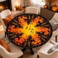 thumbnail image 2 of Round Fitted Tablecloth with Elastic Edge Design Table Cover Waterproof Table Cloth Stain-Resistant for 35-47" Round Table for Dining, Picnic, Party, Decor, Outdoor, Halloween, 2 of 7