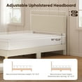 thumbnail image 5 of Bestier Corduroy Upholstered Full Bed Frame with Adjustable Headboard, Platform Bed Frame with LED Light, Solid Wood Slats, No Box Spring Needed, Off White, 5 of 9