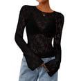 thumbnail image 1 of Camisa PRETTYGARDEN 2025 con Mangas Acampanadas de Encaje Negra XL, 1 of 8