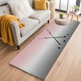 thumbnail image 3 of 2x6 Kitchen Runner Rug, Pink Gray Ombre Non-Skid Rubber Backing Large Rectangle Rugs - Living Room Bedroom Home Office, Black Hockey Sticks Minimalist Style Indoor Floor Mat Carpets Washable Rug, 3 of 9