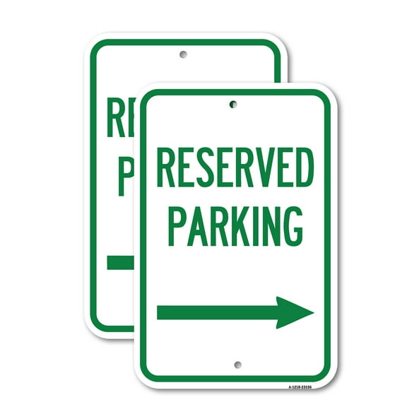 (2 Pack) Reserved Parking (Right Arrow) | 18" X 24" Heavy-Gauge Aluminum Sign | Rust Free Aluminum, Weather Resistant, Waterproof, Fade Resistant, 2 Pre-drilled Holes