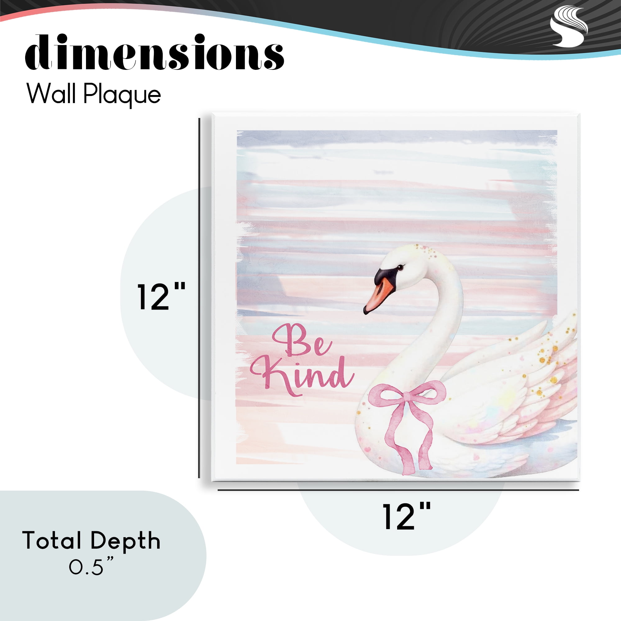 Be Kind Pastel Swan Wall Plaque Art, design by Kim Allen