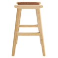 thumbnail image 4 of Counter Stool Chair, Set of 2, Brown Natural, Faux Vinyl Leather, Wood, Bar Pub Cafe Bistro Dining Kitchen Hospitality Restaurant, Modern Contemporary HB36068, 4 of 10