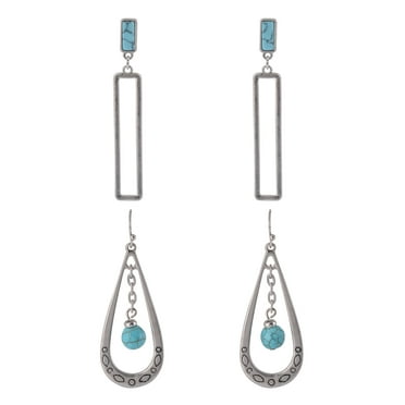 The Pioneer Woman - Women's Jewelry, Silver-tone Semi-Precious Drop Earring Set