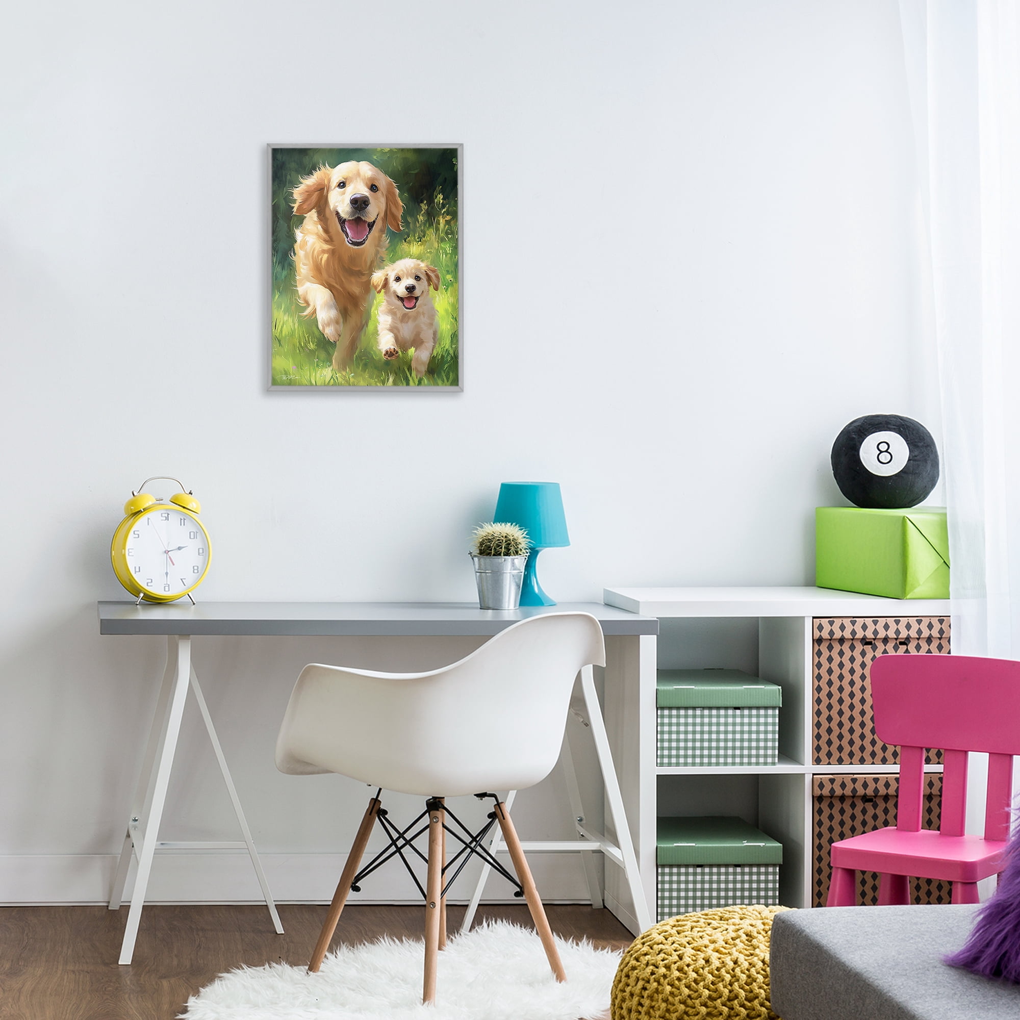 Father & Son Labrador Gray Framed Giclee Art, design by Momart