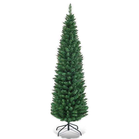 Topbuy 5'Slim PVC Artificial Pencil Christmas Tree Home Holiday Decoration Green
