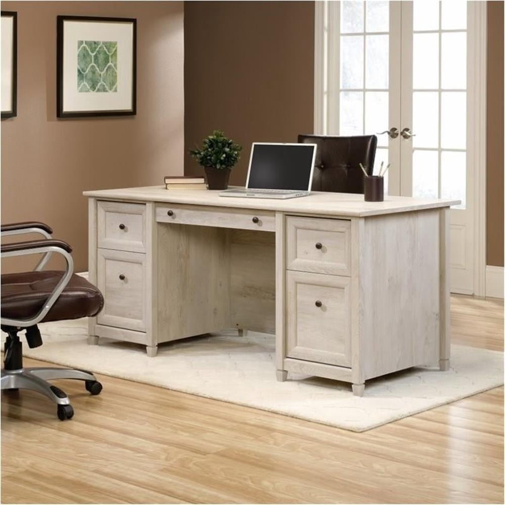 Pemberly Row Engineered Wood 4-Drawers Office Executive Desk in Chalked Chestnut