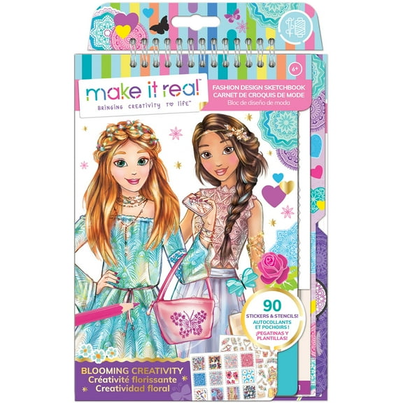 Fashion Design Sketchbook: Blooming Creativity, Kids Fashion Craft Kit