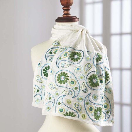 Paisley Embroidery - Herrschners® Silk Paisley Scarf-Ivory Stamped Embroidery