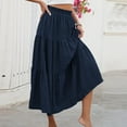 thumbnail image 7 of Levmjia Womens Long Skirt Casual Solid Color Elegant A-Line Flowy Midi Skirt High Waist With Pockets Soft Stretch For Spring Summer, 7 of 7