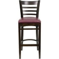 thumbnail image 3 of Emma + Oliver Ladder Back Walnut Wood Barstool, Burgundy Vinyl Seat, 3 of 6