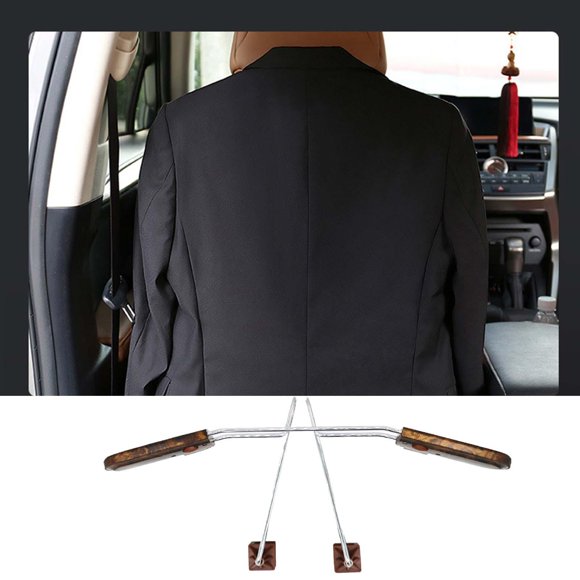 Cintre Repose-Tête de Voiture, Support de Rangement Télescopique pour Vêtements Vestes Costumes Manteaux Grain de Bois